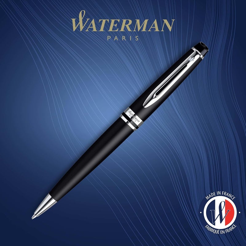 Waterman Expert Black Chrome Trim Ballpoint Pen 9089 Medium - Image 2